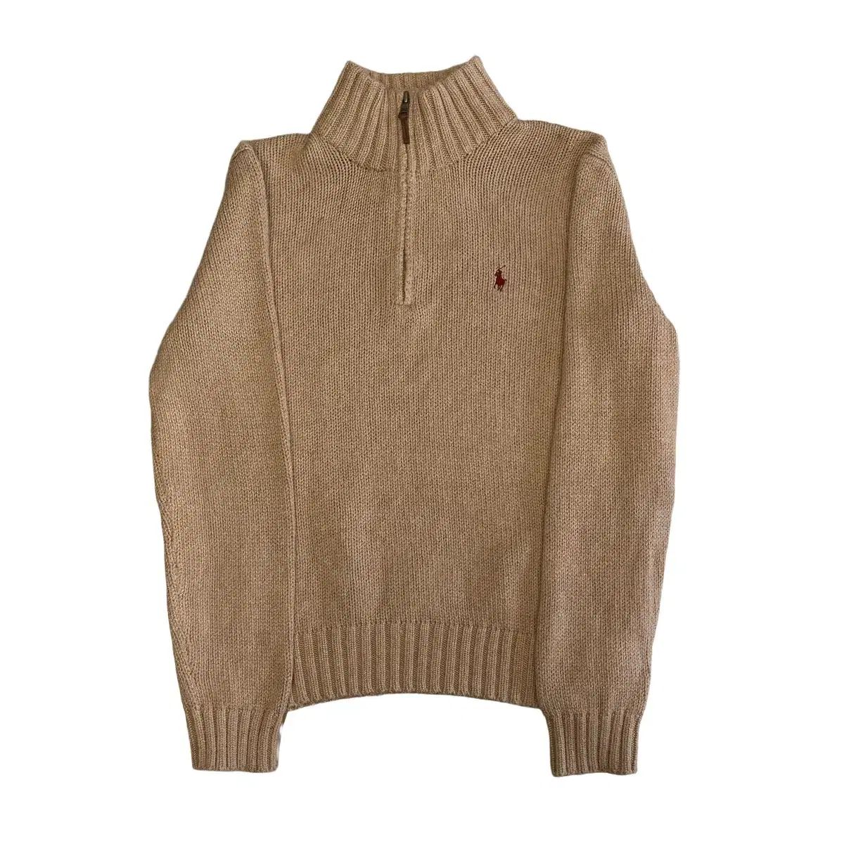 S ポロ ラルフローレン ベージュ 販売 コットン ハーフジップ ニット
