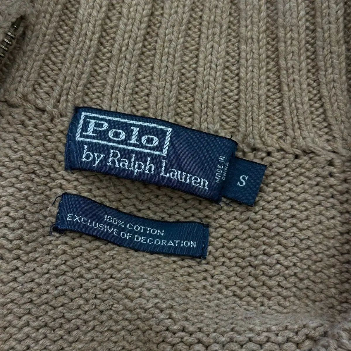 S ポロ ラルフローレン ベージュ 販売 コットン ハーフジップ ニット