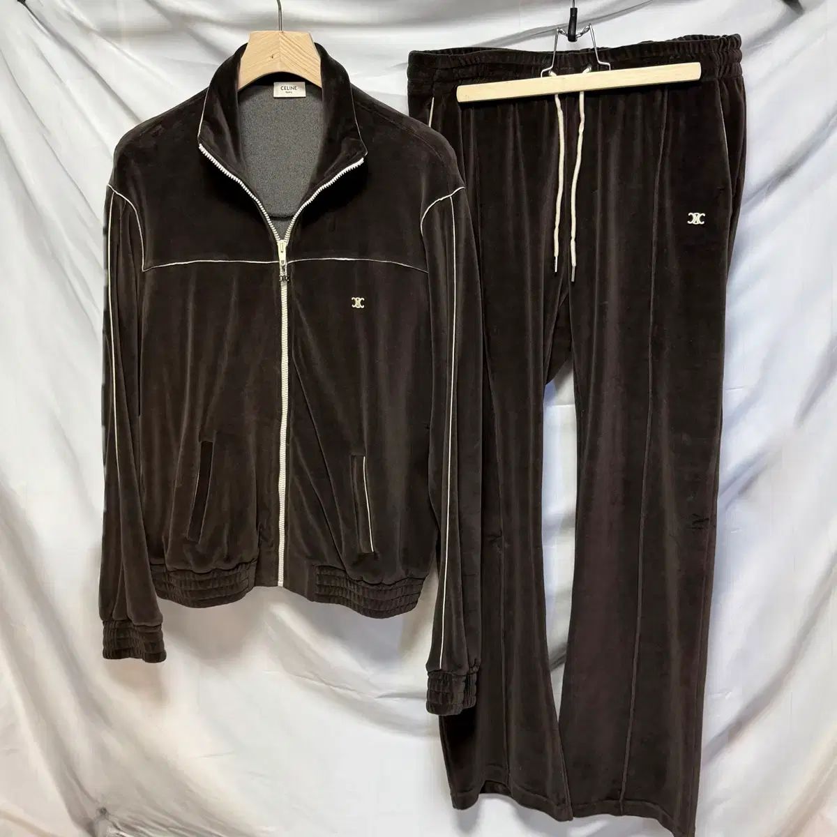 CELINE トリオンフ トラックジャケット XS CELINE(セリーヌ) Triomphe Track Jacket トリオンフ刺繍 ベロア