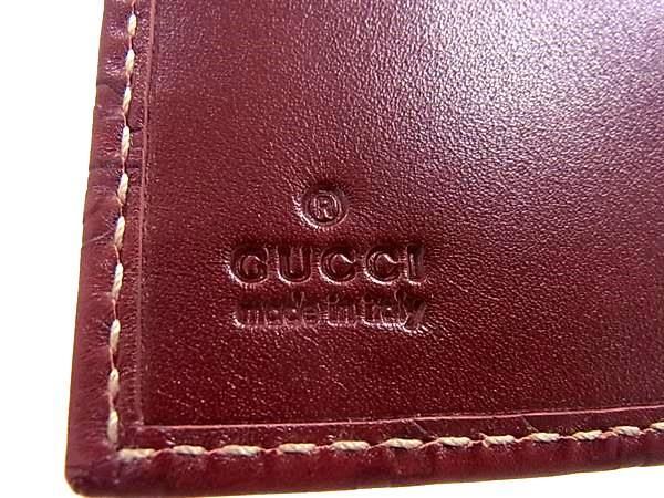 GUCCI グッチ 手帳カバー グッチシマ 115240 ボルドー レザー ユニセックス 6穴式 超