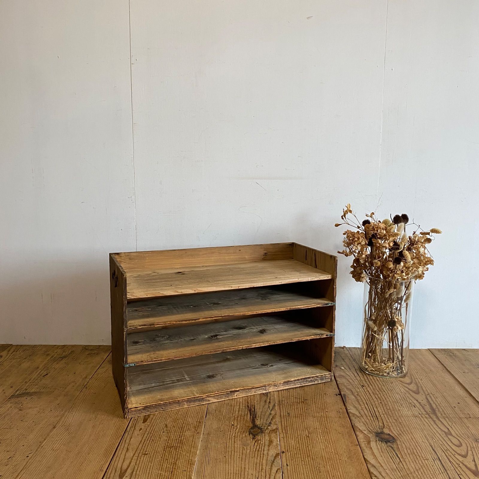 レトロ　古家具アンティーク　木製無垢材？　本棚　飾り棚　引取り アンティーク本棚 古道具 木製 skstore_old336