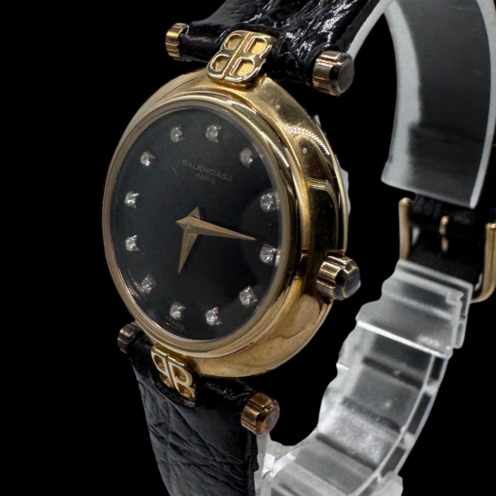 稼働 良品 BALENCIAGA バレンシアガ 12Pダイヤ レディース腕時計 2針