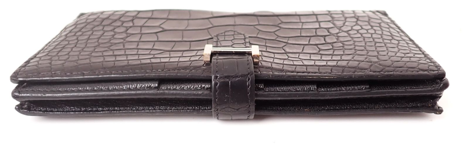 HERMES(エルメス) ベアン スフレ□P刻印 クロコダイル 鰐革 長財布 シルバー金具 メンズ ブラック 黒 HERMES(エルメス) ベアン スフレ□P刻印 クロコダイル 鰐革 長財布