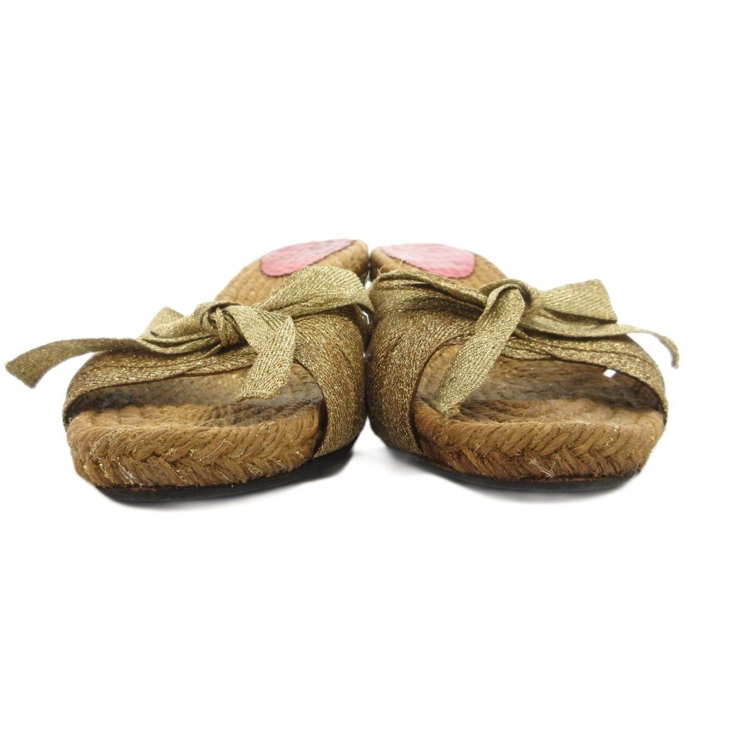  クリスチャンルブタン Christian louboutin ウェッジソールミュール エスパドリーユ ウェッジソール 24 cm リボン ゴールド GV GY 62 ミュール サンダル ミュール