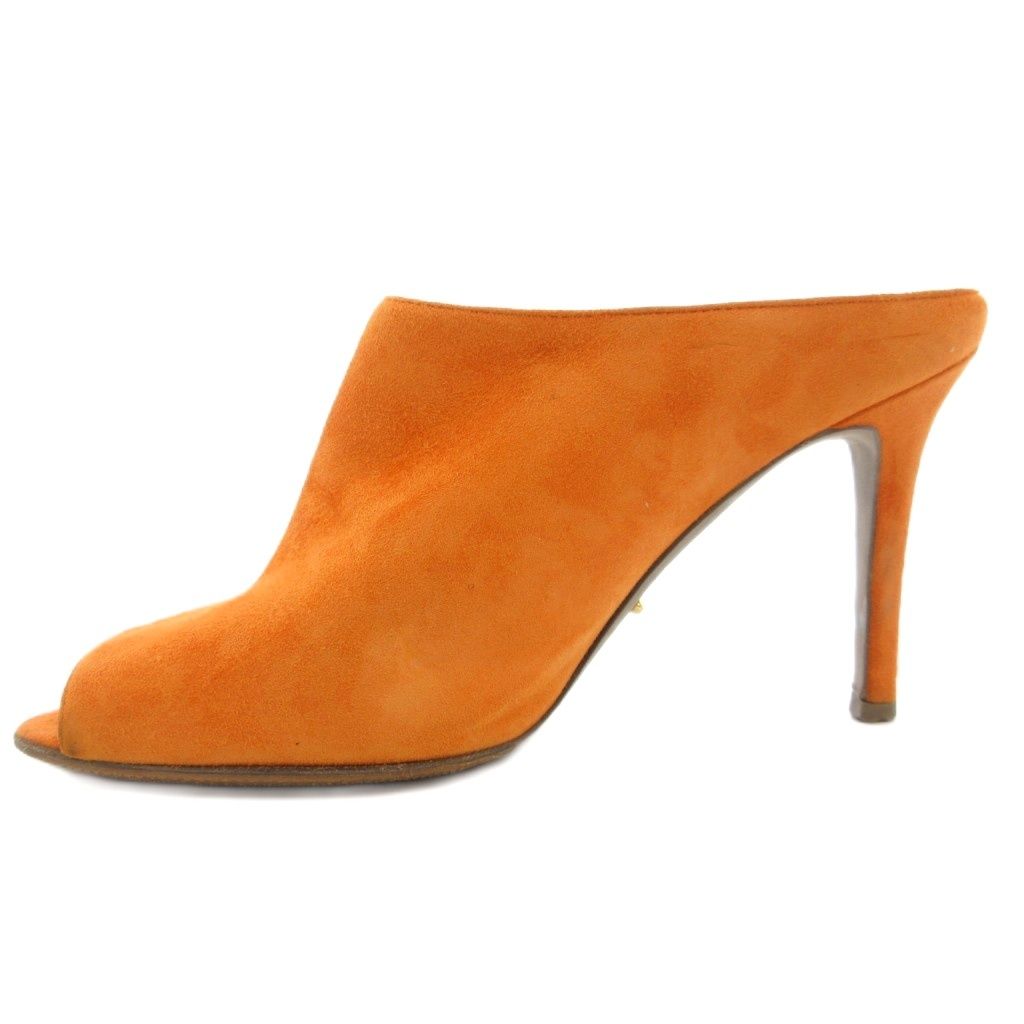 セルジオロッシ Sergio rossi ミュール ハイヒールサンダル スエード 35.5 オレンジ GV GY 62