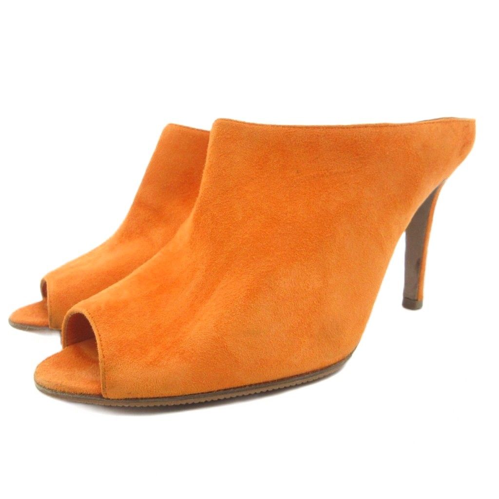 セルジオロッシ Sergio rossi ミュール ハイヒールサンダル スエード 35.5 オレンジ GV GY 62