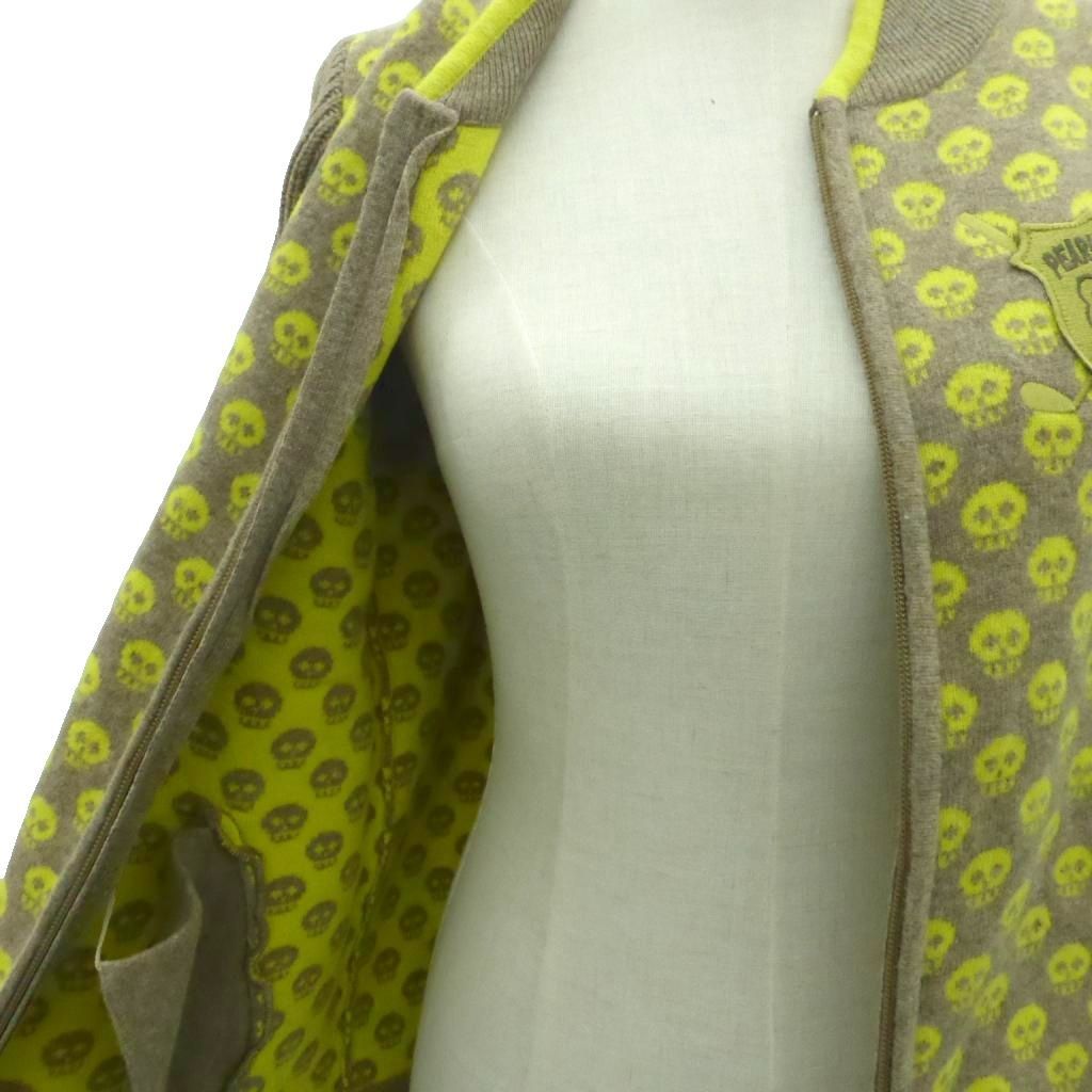  パーリーゲイツ PEARLY GATES ゴルフウエア ニット ジャケット スタンド M 2 イエロー 黄色 スカル柄 ドクロ柄 HO13 GY61 練習ネット レディースウェア ゴルフ