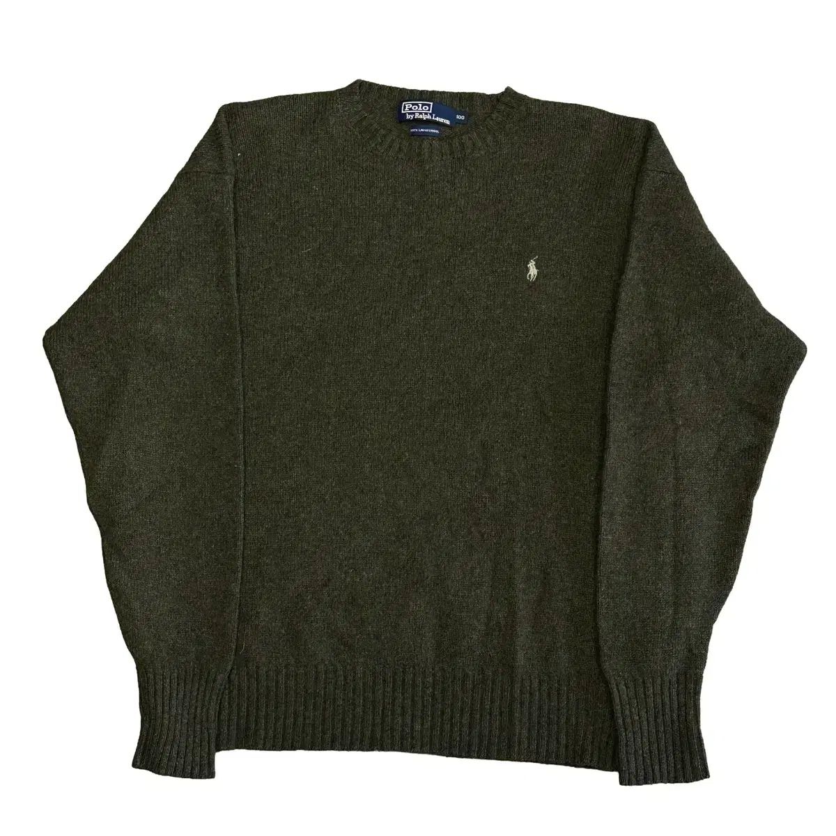 美品■Polo Ralph Lauren【M】カシミヤ 100% ニット カーキ 100 POLO RALPH LAUREN(ポロラルフローレン) カーキ ラムウール ニット