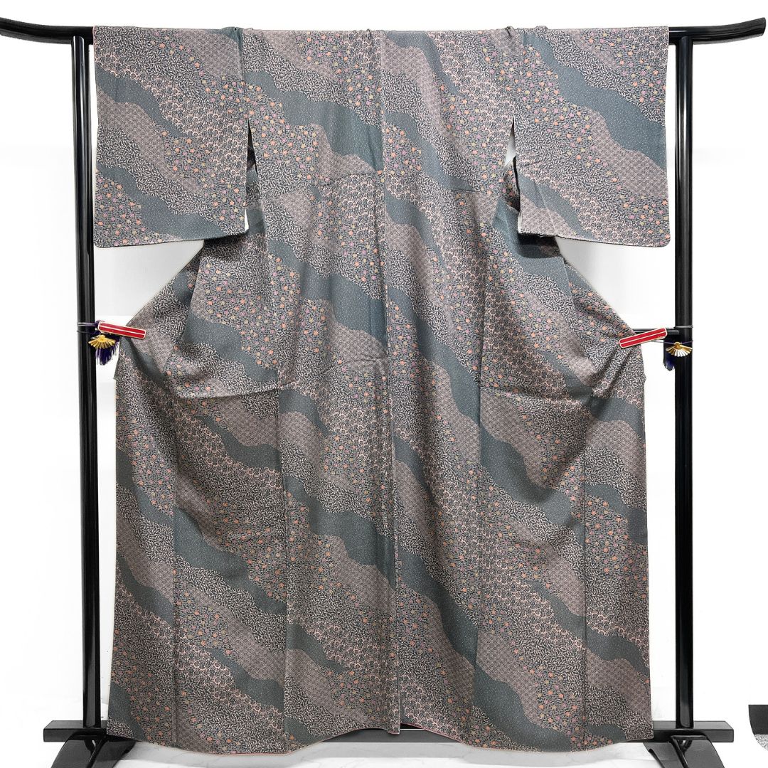 小紋 道長取り 松葉 松竹梅 花 青海波 着物 123 b d ms