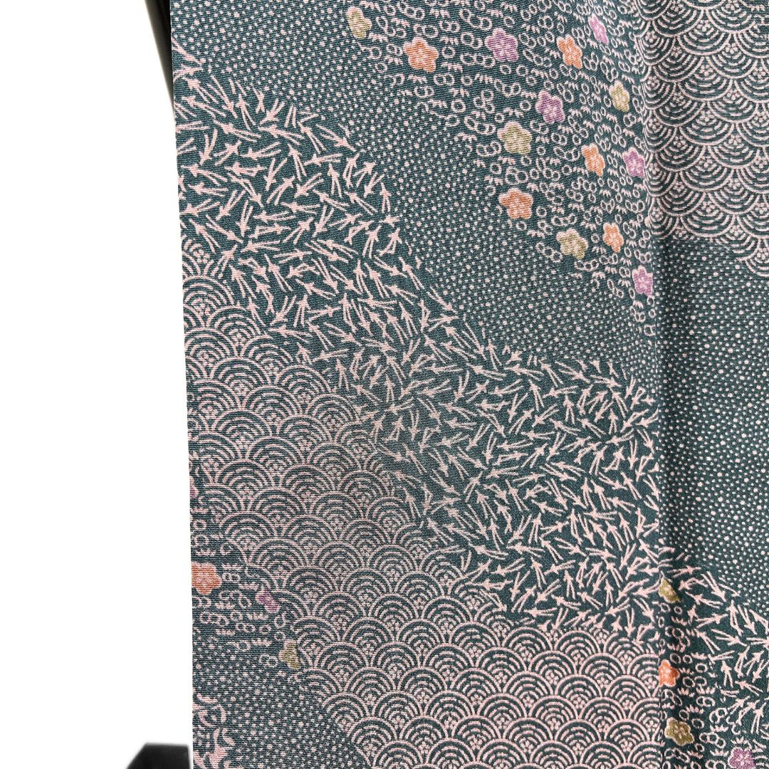  小紋 道長取り 松葉 松竹梅 花 青海波 着物 123 b d ms 小紋 着物