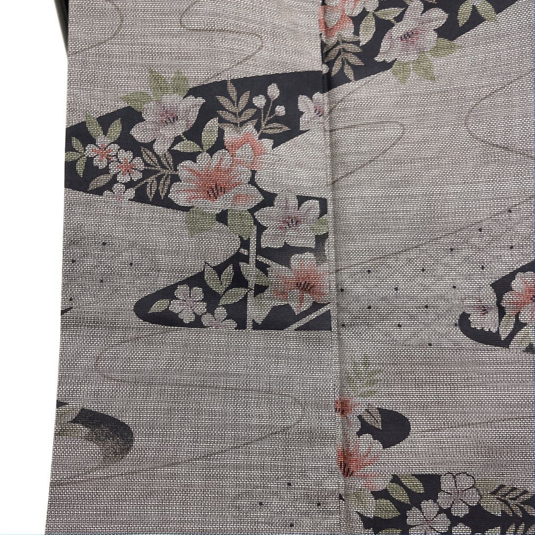 未着用 小紋 洗える着物 桜花 縦縞 公式 着物 123b d ms 未着用 訪問着