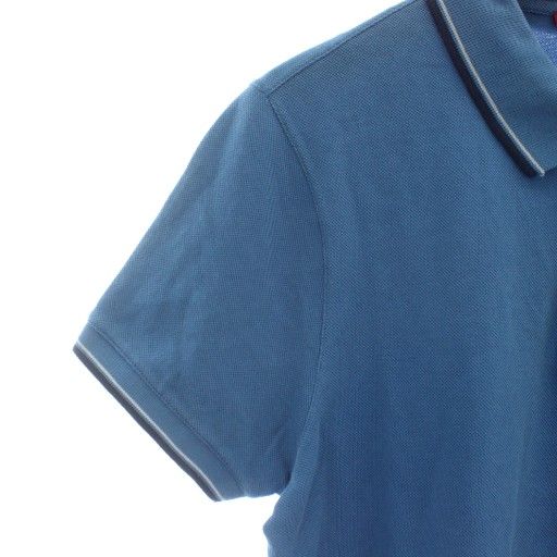 プラダスポーツ PRADA SPORT ポロシャツ 鹿の子 半袖 ライン M 青