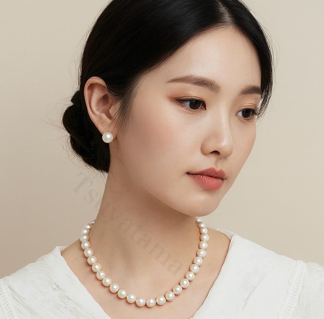 つやたま 品質 本真珠ネックレス＆ピアスセットorイヤリングセット 大粒 8 mm 冠婚葬祭用