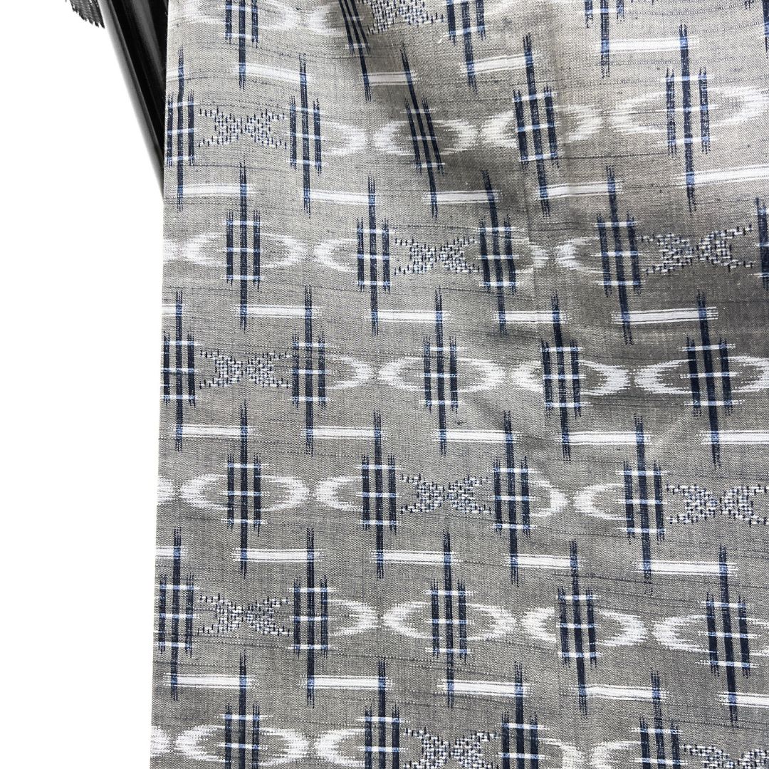  小紋 紬 琉球絣 藍染め グレー ブルー お洒落 着物 123 b d ms 小紋 着物