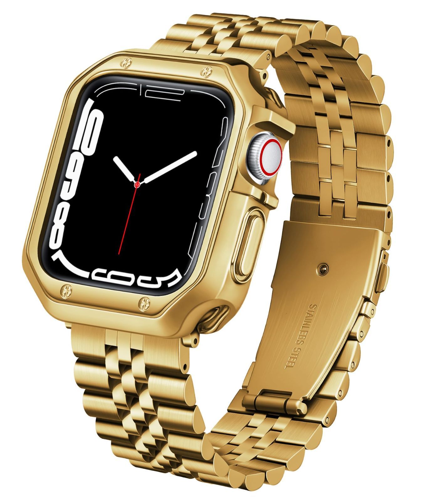 【新着商品】コンパチブルApple Watch バンド 49mm 46mm 45mm 44mm 42mm 41mm 40mm 38mm ステンレス鋼交換ベルトコンパチブル アップルウォッチバンド TPUウォッチケース 付き 長さ調節 メタル金属ベルト対