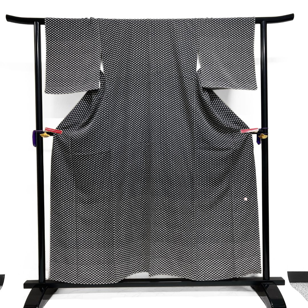 未着用 作家もの 付け下げ モノトーン 扇 モード 着物 123 b d ms