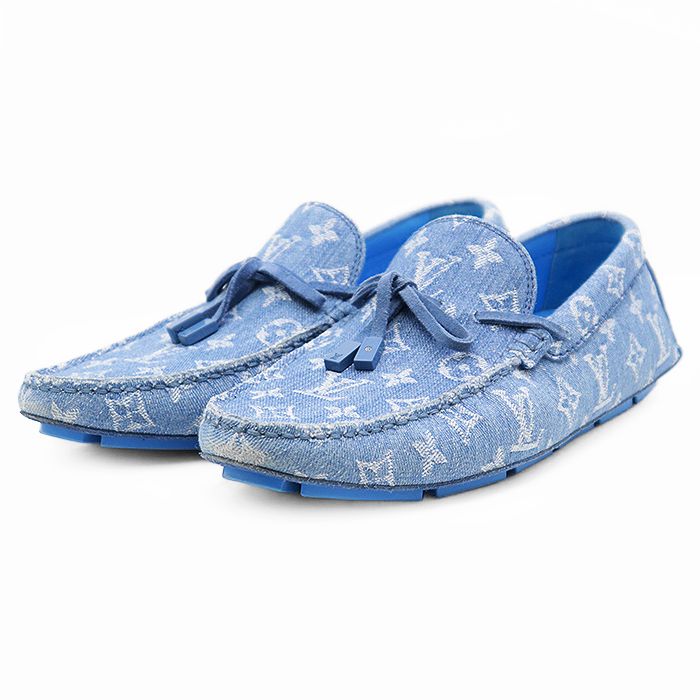 LOUIS VUITTON モノグラム ローファー デニム/レザー 美品 LOUIS VUITTON（ルイ・ヴィトン） 【超美品】ルイヴィトン モカシン
