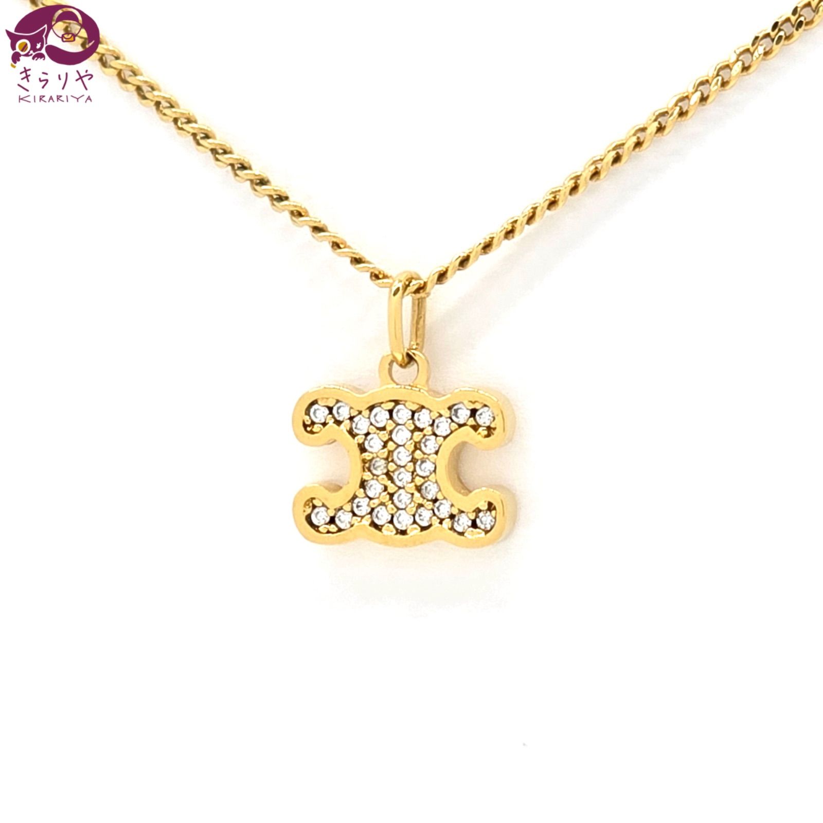 CELINE セリーヌ トリオンフ ラインストーン ネックレス チェーン全長