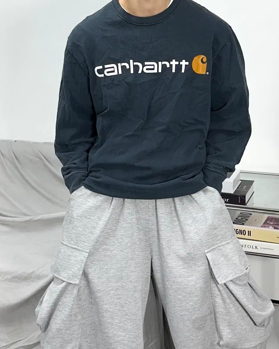 Carhartt カーハート チャコール ビックロゴ スリーブ M