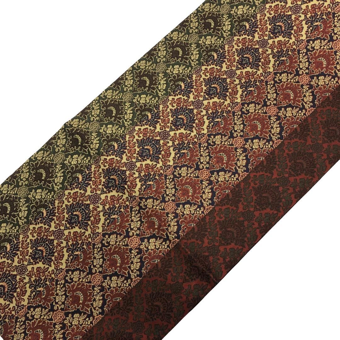 アンティーク柄　京袋帯 京袋帯 斜め格子に華柄模様 縦柄 O-5532 - メルカリ