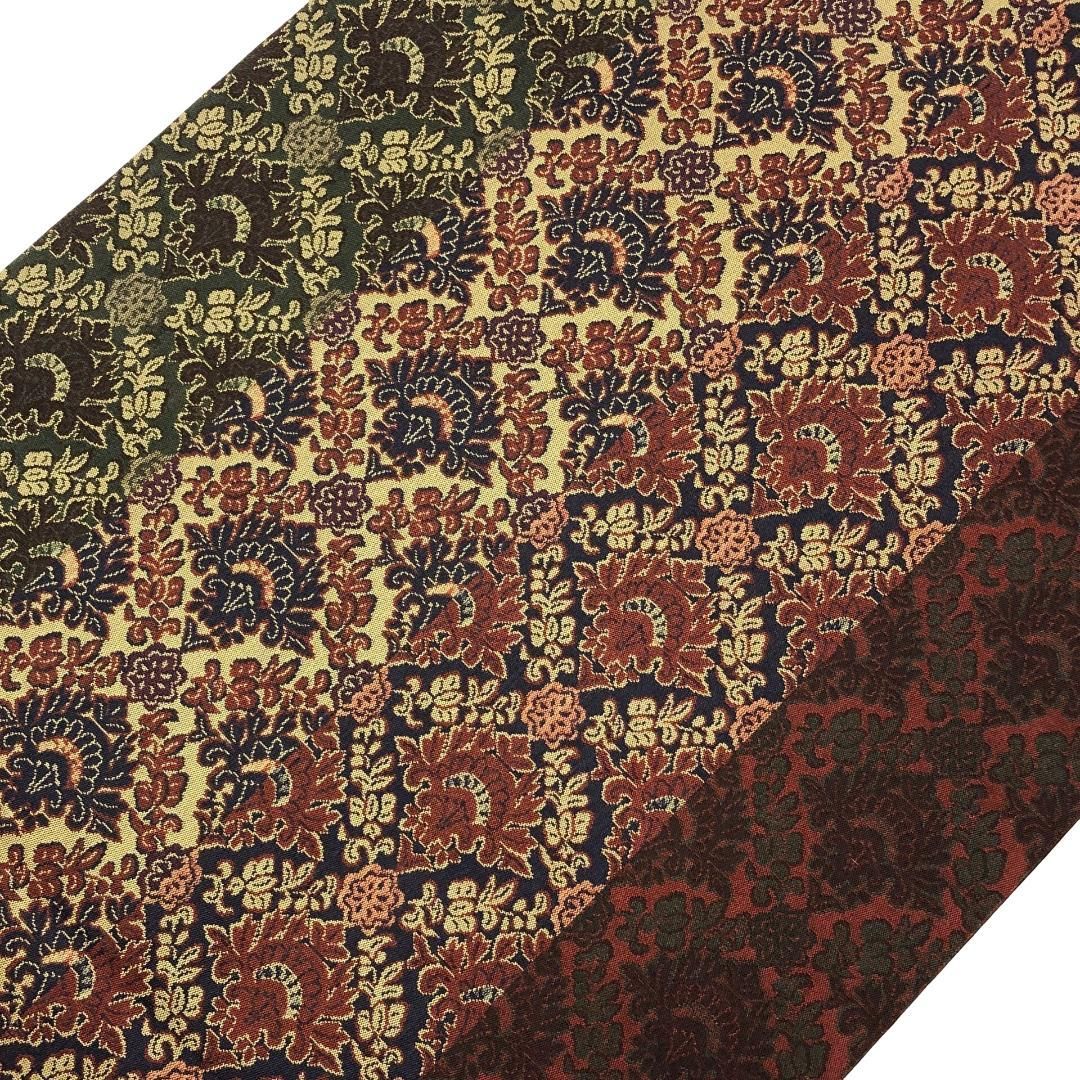 京袋帯 斜め格子に華柄模様 縦柄 O-5532 - メルカリ