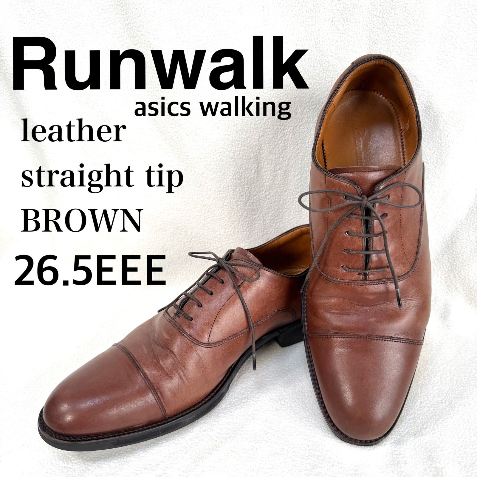 26 5 EEE ランウォーク WR 813 R GEL ストレートチップ ブラウン レザー Runwalk 内羽根