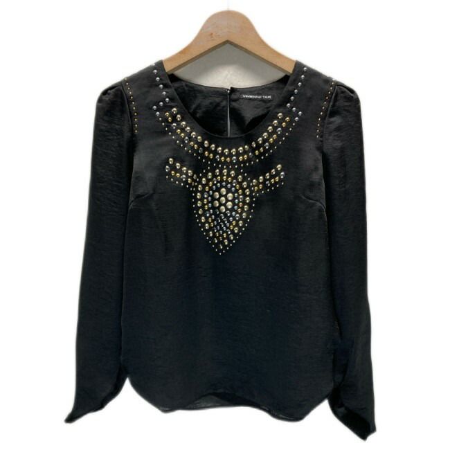 VIVIENNE TAM カットソー 長袖 トップス クルーネック バックボタン 無地 ラインストーン ビジュー 古着