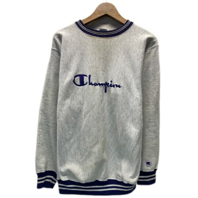 Champion REVERSE WEAVE スウェット 長袖 トレーナー トップス クルーネック 裏起毛 ワンポイント ブランドロゴ ワッペン アメカジ 古着