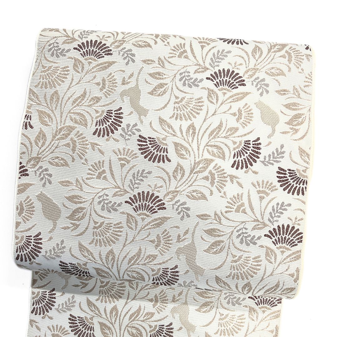 未着用 名古屋帯 松葉仕立て 洗える着物 猫 唐花草 着物 123 b d ms