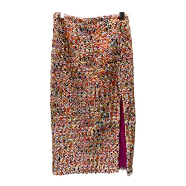 KEITA MARUYAMA スカート タイト ミディアム丈 ミモレ丈 総柄 混色 サイドスリット 古着