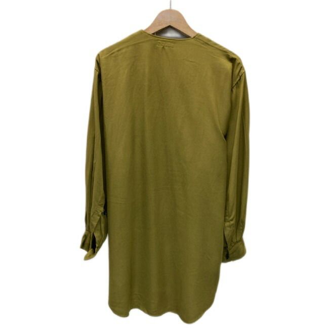 Y s カットソー 長袖 トップス ロング丈 無地 クルーネック ハーフボタン ロングカットソー 胸ポケット ドメスティック 古着