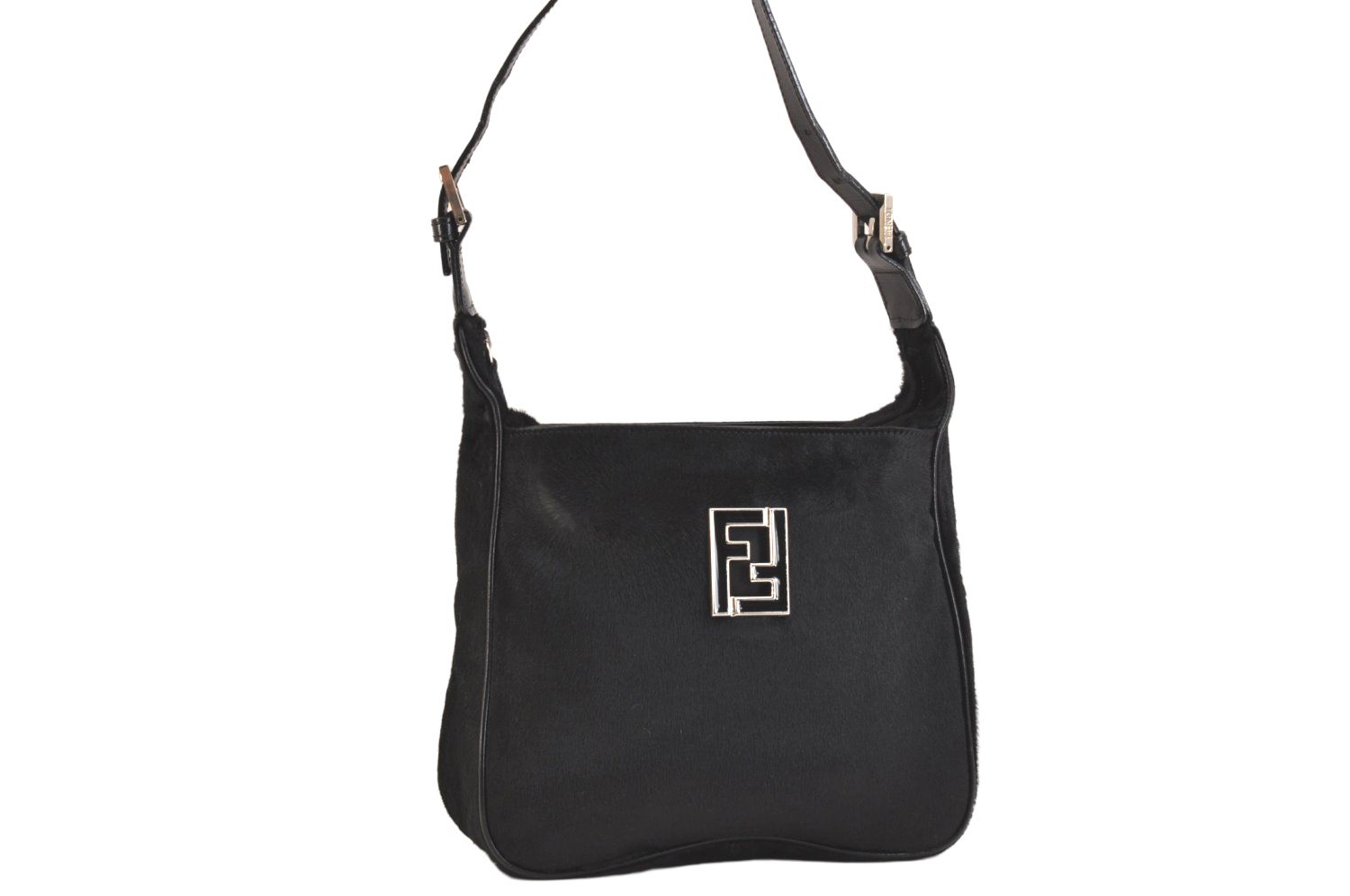 FENDI フェンディ ヴィンテージ ショルダーバッグ 財布 ハラコ ブラック 5005 N