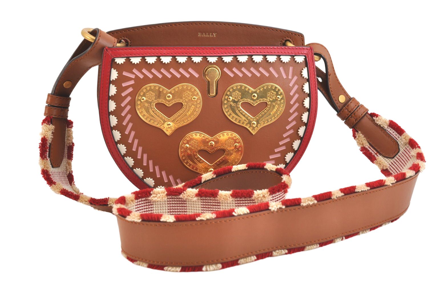 BALLY バリー ヴィンテージ レザー ショルダークロスボディーバッグ 財布 ブラウン 5041 N