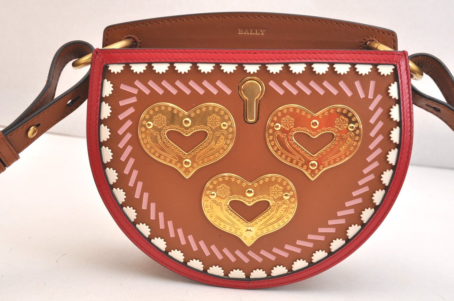 BALLY バリー ヴィンテージ レザー ショルダークロスボディーバッグ 財布 ブラウン 5041 N