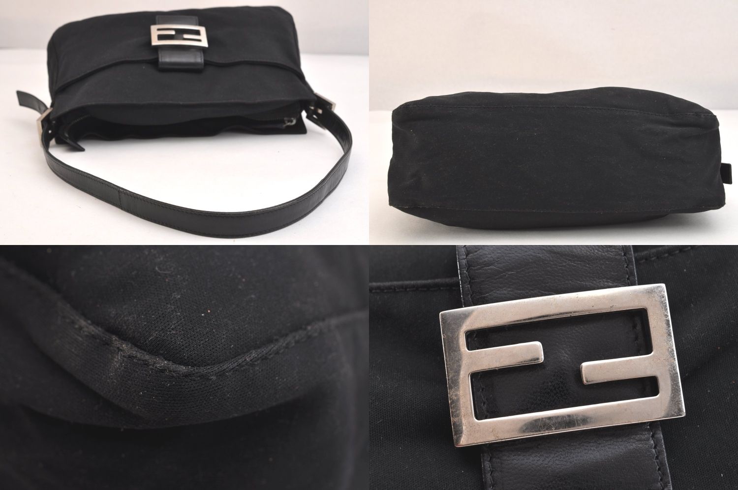  FENDI フェンディ ヴィンテージ ショルダーハンドバッグ 財布 ジャージ レザー ブラック 5085 N クラッチバッグ バッグ