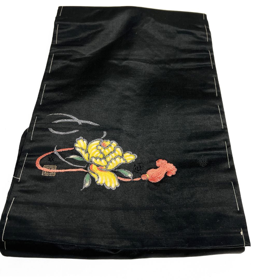  アンティーク 名古屋帯 銀彩 刺繍 鏡裏 牡丹 鳳凰 着物 123 b d ms 名古屋帯 帯