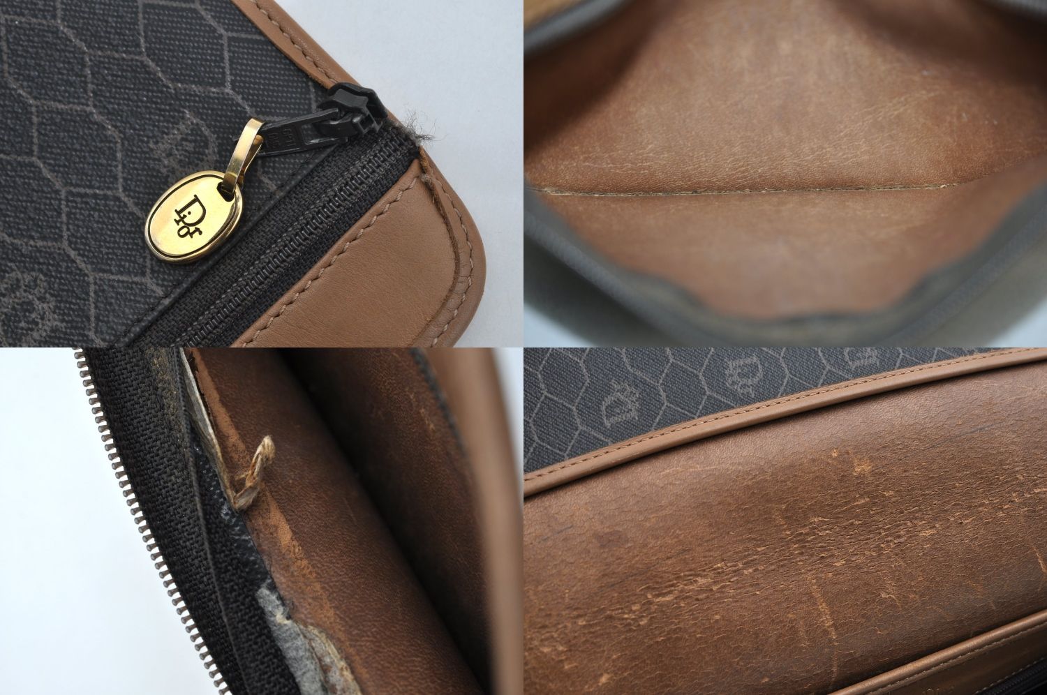  Christian Dior ディオール ハニカム柄 ショルダー クロスボディ バッグ ピーブイシー レザー ブラック L 2867 クラッチバッグ バッグ