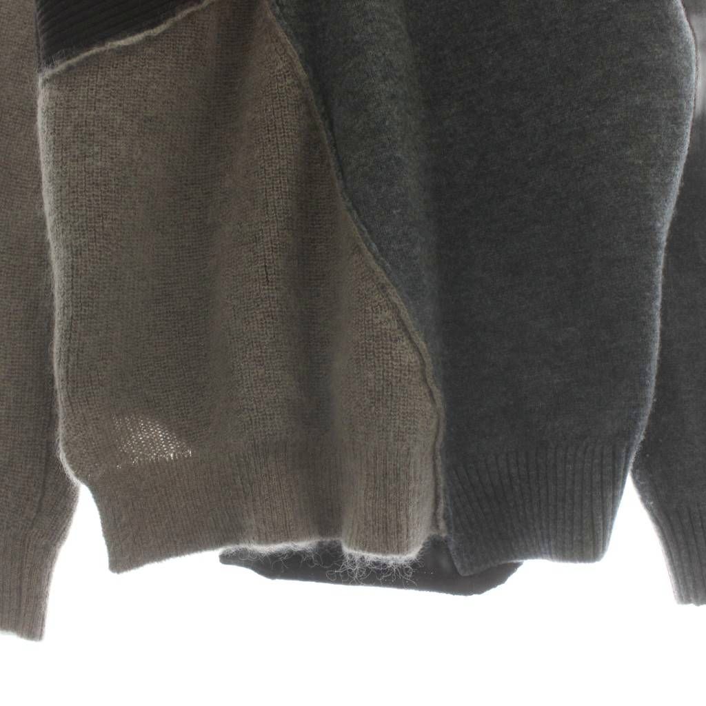 【中古】kolor キッドモヘア×エクストラファインウールSWITCHINGニット セーター 長袖 3 L 茶色 グレー 18WCM-N03302 カラー kolor キッドモヘア×エクストラファインウールSWITCHINGニット