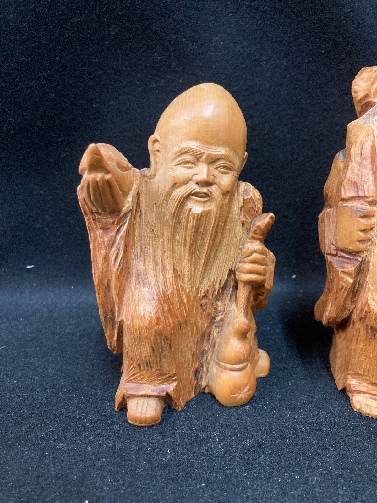 木彫り 七福神 寿老人 大黒天 恵比寿天 3体セット 縁起物 置物 - メルカリ