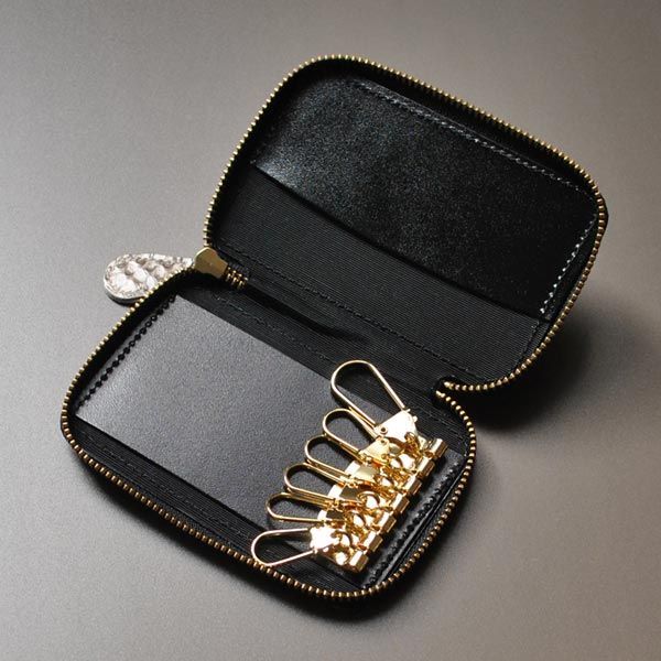 キーケース 6連 ラウンドファスナー 錦蛇革 ナチュラル ダイヤモンドパイソン 本革 ヘビ革 エキゾチックレザー レディース メンズ キーホルダー 金運 財運 開運 風水 国産 TK-PRK 県および