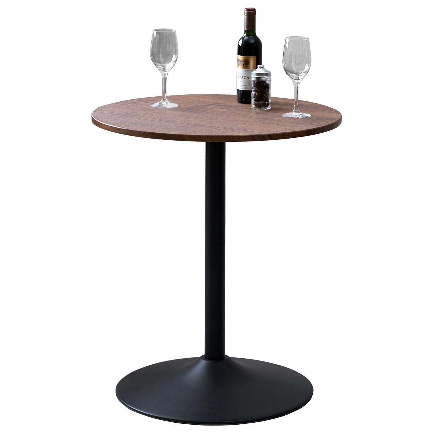 萩原 Hagihara ダイニングテーブル カフェテーブル ダイニング 食卓 木目調天板×スチール脚 円形 丸 インダストリアル 幅60 ブラウン LT-4918 BR