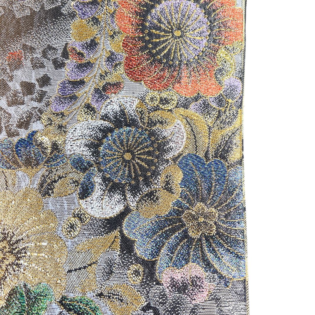 袋帯 辻ヶ花 金糸 銀糸 藤 竹 色紙散らし 着物 123b d ms - メルカリ