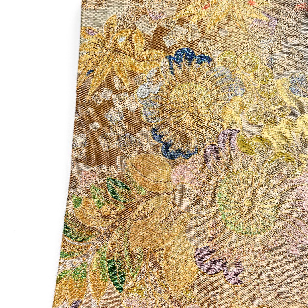 袋帯 辻ヶ花 金糸 銀糸 藤 竹 色紙散らし 着物 123b d ms - メルカリ