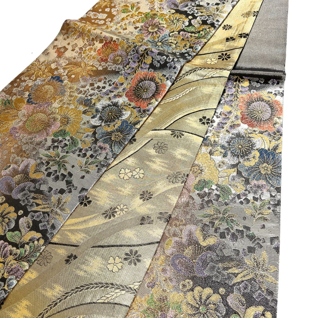 袋帯 辻ヶ花 金糸 銀糸 藤 竹 色紙散らし 着物 123b d ms - メルカリ