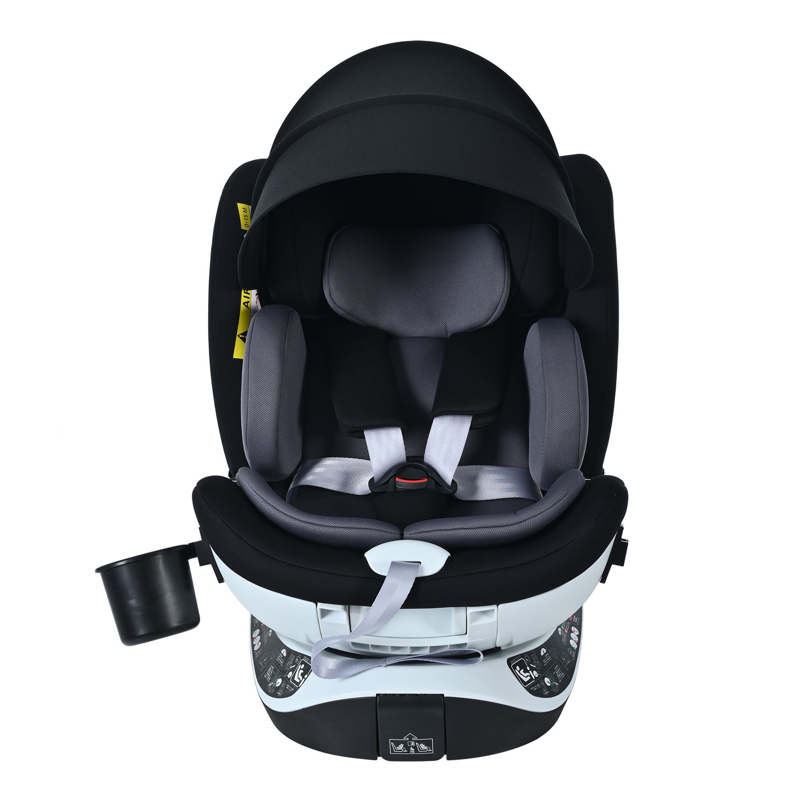 サポートレッグ 片手で回転 新安全基準R 129適合 チャイルドシート ISOFIX 360度回転 0-12歳頃 40～150 cm キャノピー付き ジュニアシート 長く使える 洗える 取付簡単 キッズシート ベビーシート 出産祝い ブラック ダークグレー