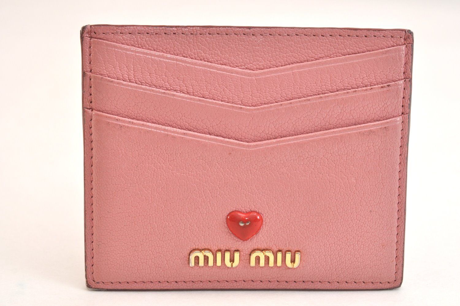 MIUMIU ミュウミュウ ラブレター ヴィンテージ レザー カードケース 財布 ピンク 5045 N