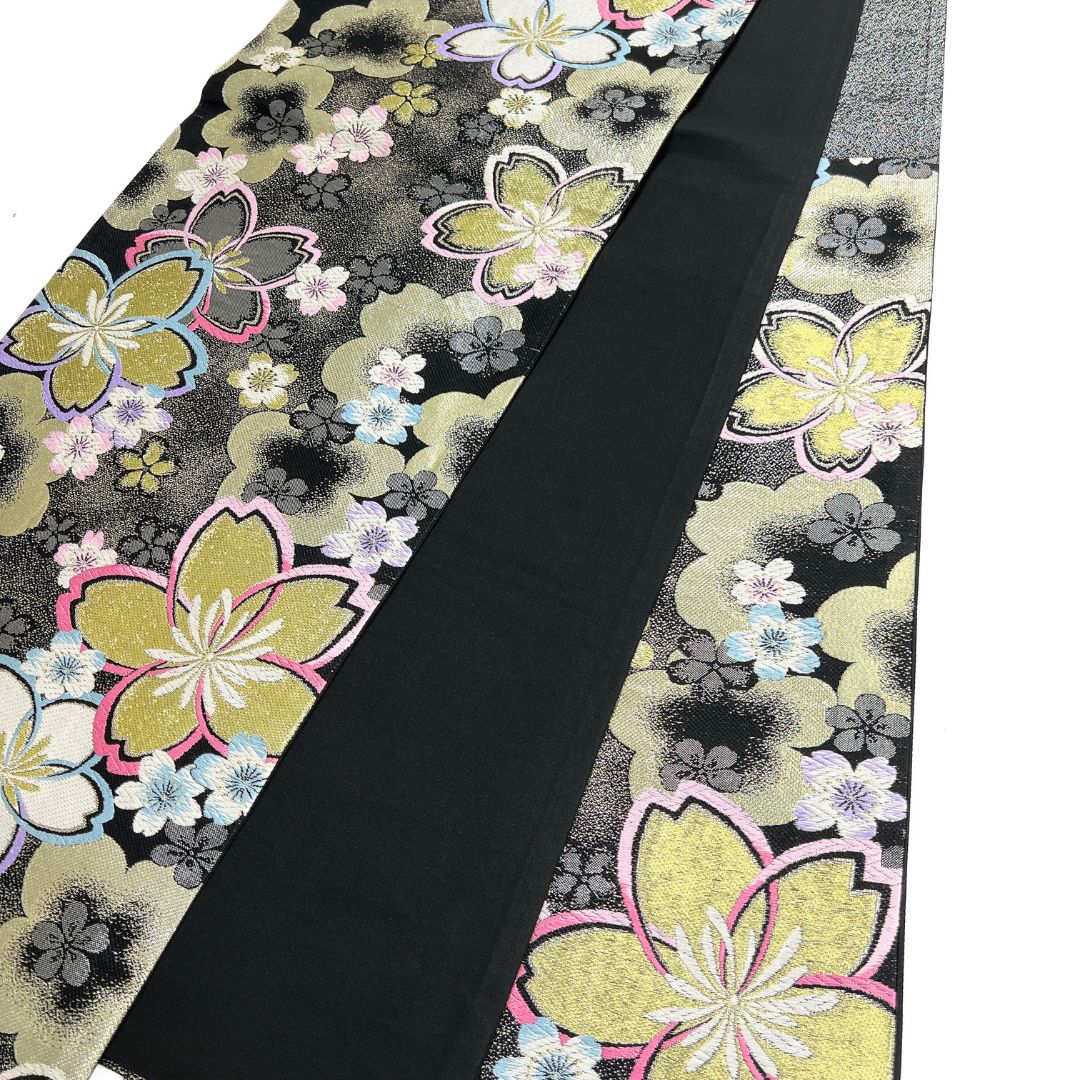  振袖帯 桜花 梅花 金糸 パステル 袋帯 着物 123 b d ms 袋帯 帯