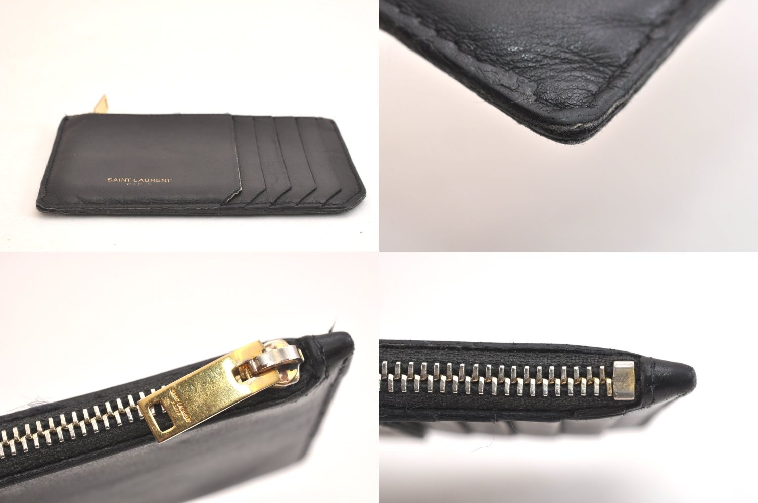  SAINT LAURENT サンローラン ヴィンテージ カード コインケース 財布 レザー 458589 ブラック 5094 N カードケース 小物