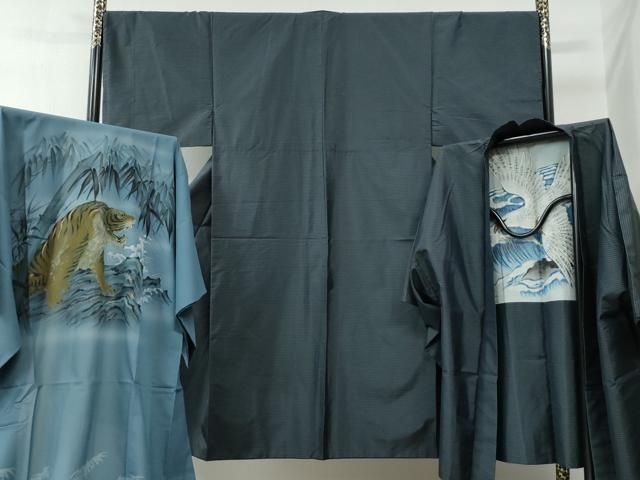 平和屋着物 男性 本場大島紬 アンサンブル 長襦袢セット 吉祥文 正絹 yc