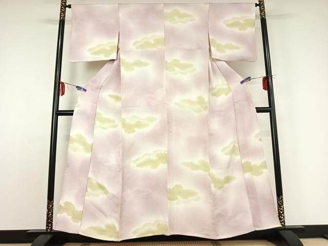 平和屋着物 上質な小紋 単衣 雲取り文 暈し染め 正絹 jh